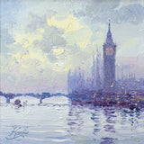 A close-up view of Andrew's canvas; his chunky, impasto brushstrokes creating a compelling, impressionist view of Westminster.