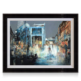 A signed, 40 inch limited edition print of "Borough Market" from mixed media artist Ed Robinson, in a black frame.