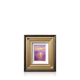 A framed, original oil painting depicting a view across the River Thames towards St. Paul's Cathedral, the sun rising behind it.