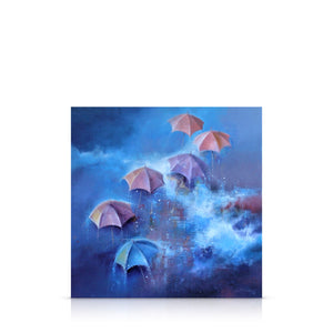 blue umbrella - 20" x 20"