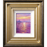 A closer view of Andrew's painting. The golden tones of the frame compliment the warm, heathery glow of his sunrise over St. Paul's Cathedral.