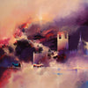 Swirling, expressionist painting of The Houses of Parliament, with tall, jagged spires and a moody evocative sky.