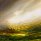 Impressionist Harry Brioche painting of a landscape with greens and earth tones.