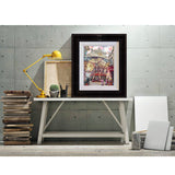 Artist Allan Stephens' 20 inch limited edition print of "Leadenhall Market" displayed on a collector’s craft bench.