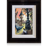A signed, 20 inch limited edition print of "River Cruise" from artist Allan Stephens, in a black frame.