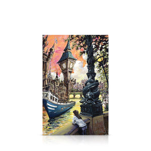 A signed, limited edition print of "River Cruise" by artist Allan Stephens, on a 30 inch box canvas.