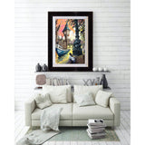 Artist Allan Stephens 30 inch limited edition print of "River Cruise" displayed in a relaxed, family setting.