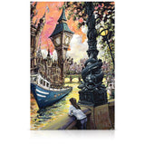 A signed, limited edition print of "River Cruise" by artist Allan Stephens, on a 40 inch box canvas.