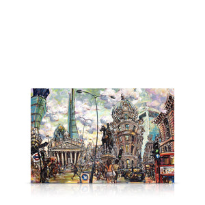 A signed, limited edition print of "City of London" by artist Allan Stephens, on a 30 inch box canvas.