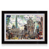 A signed, 40 inch limited edition print of "City of London" from mixed media artist Allan Stephens, in a black frame.