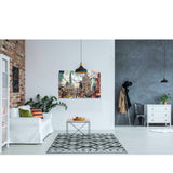 Artist Allan Stephens' 40 inch limited edition print of "City of London" hung in a modern loft conversion.