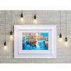 Artist Ed Robinson’s 20 inch limited edition print of "Barges, St.Katharine Docks" displayed on a collector’s wall.