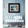 Artist Ed Robinson’s 20 inch limited edition print of "Borough Market" displayed above a collector’s sofa.