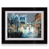 A signed, 30 inch limited edition print of "Borough Market" from mixed media artist Ed Robinson, in a black frame.