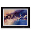 A signed, 40 inch limited edition print of "Westminster" from artist Jon Gubbay, in a black frame.
