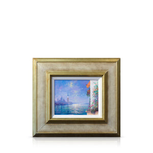 A small, framed original oil-painting of Venice by artist Andrew Grant Kurtis.