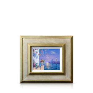 A small, ornate painting of Venice in spring, by artist Andrew great Kurtis.