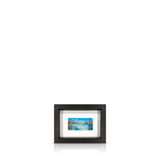 Artwork depicting a London cityscape view from Waterloo Bridge, float mounted in a black frame.