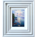 Sunlight sparkles across the surface of one the great lakes in this Andrew Grant Kurtis oil painting.
