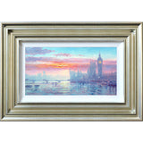 A closer look at Andrew's sunrise painting of Westminster and the River Thames.