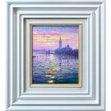 A close-up of Andrew Grant Kurtis' framed oil painting of one Venice's most famous islands.