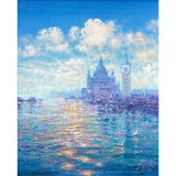 Close-up detail of Andrew's painting; his impressionistic brushstrokes dance across the canvas creating a Venice that feels not only incredibly calm and relaxing, but vital and immediate too.
